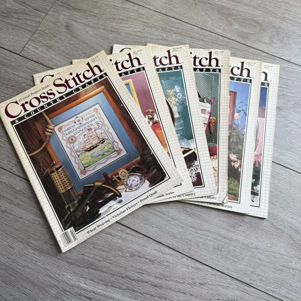 Cross Stitch & Country Crafts Magazine Lot 1989 COMPLETE YEAR ISSUES 6 Issues
